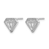 10k White Gold Diamond Gemstone-Shaped Earrings
